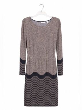New York Company Brown Black Print Stretch Dress Womens Medium